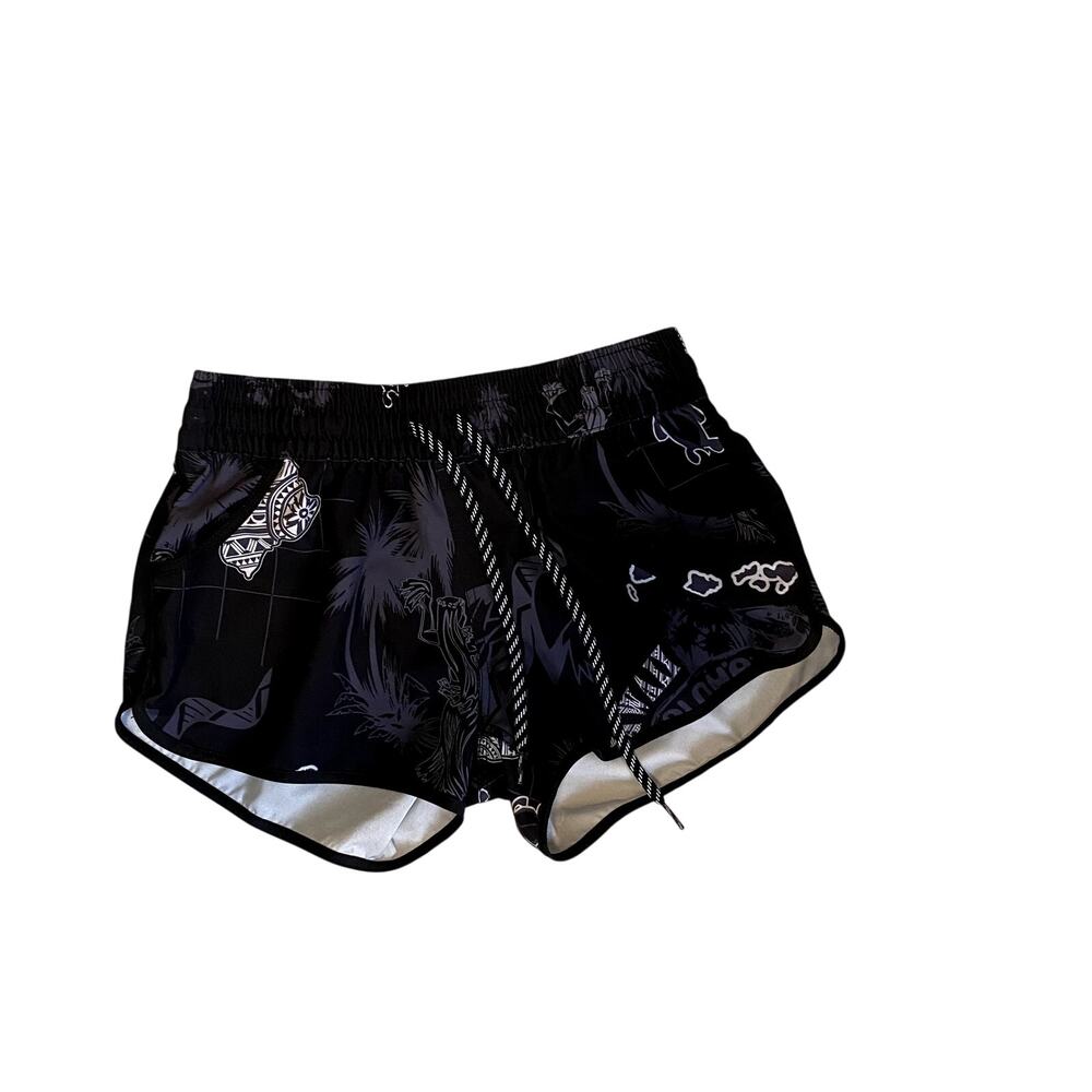 Favant Women's Black Hawaii Tropical Board Shorts Size L